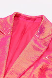 Sparkly Fuchsia 2-delige piekrevers damespakken met zakken