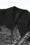 Sprankelende zwarte piek revers Double Breasted vrouwen Prom Blazer met kralen
