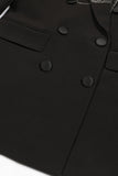 Sprankelende zwarte piek revers Double Breasted vrouwen Prom Blazer met kralen
