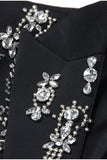 Sprankelende zwarte piek revers Single Breasted vrouwen Prom Blazer met steentjes