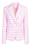 Roze 2-delige piekrevers Double Breasted dames galapakken met zakken