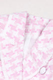Roze 2-delige piekrevers Double Breasted dames galapakken met zakken