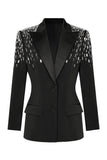 Witte piek revers single breasted vrouwen prom blazer met pailletten