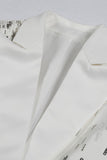 Witte piek revers single breasted vrouwen prom blazer met pailletten