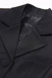 Zwarte inkeping revers uitgesneden vrouwen prom suits met strik