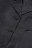 Zwarte inkeping revers uitgesneden vrouwen prom suits met strik