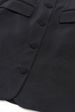 Zwarte inkeping revers uitgesneden vrouwen prom suits met strik
