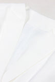 Witte Peak Revers Mouwloze Satijnen Dames Blazer