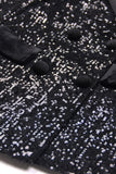 Sprankelende zwarte pailletten piek revers dubbel breasted vrouwen prom blazer