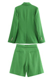 Groene 2-delige piekrevers Double breasted dames galapakken
