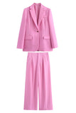 Roze 2-delige inkeping revers vrouwen Prom Suits