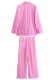 Roze 2-delige inkeping revers vrouwen Prom Suits