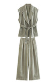 Grijs Groen 2-delige inkeping Lpael Mouwloze Dames Prom Suits