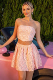 Blush Floral Strapless 2-delige cocktailjurk