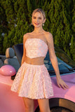 Blush Floral Strapless 2-delige cocktailjurk