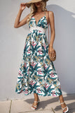 Groene bloemen halter A Line zomerjurk