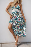 Groene bloemen halter A Line zomerjurk