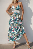 Groene bloemen halter A Line zomerjurk