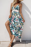 Groene bloemen halter A Line zomerjurk