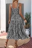 Zwarte Bloemen A Line Thee Lengte Zomer Jurk