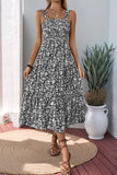 Zwarte Bloemen A Line Thee Lengte Zomer Jurk