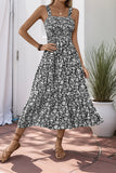 Zwarte Bloemen A Line Thee Lengte Zomer Jurk