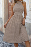 Kahki Halter A Line Midi Zomerjurk