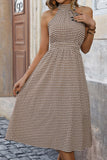 Kahki Halter A Line Midi Zomerjurk