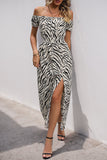 Off The Shoulder Zwarte Schede Zomerjurk