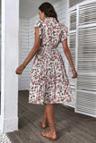 Wit Roze Bloemen A Line Geplooide Zomerjurk