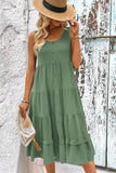 Groene A Line Simple Midi zomerjurk