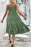 Groene A Line Simple Midi zomerjurk