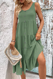 Groene A Line Simple Midi zomerjurk