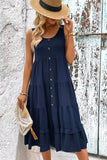 Groene A Line Simple Midi zomerjurk