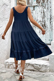 Groene A Line Simple Midi zomerjurk