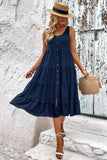 Groene A Line Simple Midi zomerjurk