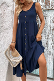 Groene A Line Simple Midi zomerjurk