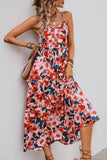 Rode Bloemen Spaghetti Bandjes A Line Zomer Jurk