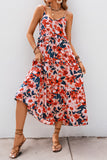 Rode Bloemen Spaghetti Bandjes A Line Zomer Jurk