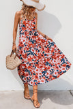 Rode Bloemen Spaghetti Bandjes A Line Zomer Jurk