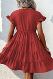 Rode Simple A Line Zomerjurk met Korte Mouwen