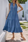 Grijs Blauw A Line Casual Zomerjurk
