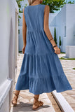Grijs Blauw A Line Casual Zomerjurk