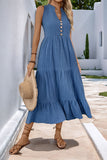 Grijs Blauw A Line Casual Zomerjurk
