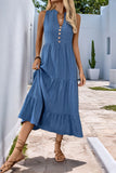 Grijs Blauw A Line Casual Zomerjurk