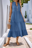 Grijs Blauw A Line Casual Zomerjurk