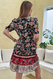 Zwart Rood Bedrukte A Line Casual Zomerjurk