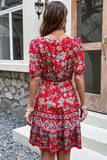 Zwart Rood Bedrukte A Line Casual Zomerjurk