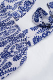 Blauw bedrukte A Line zomerjurk met split