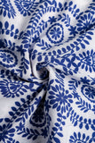 Blauw bedrukte A Line zomerjurk met split